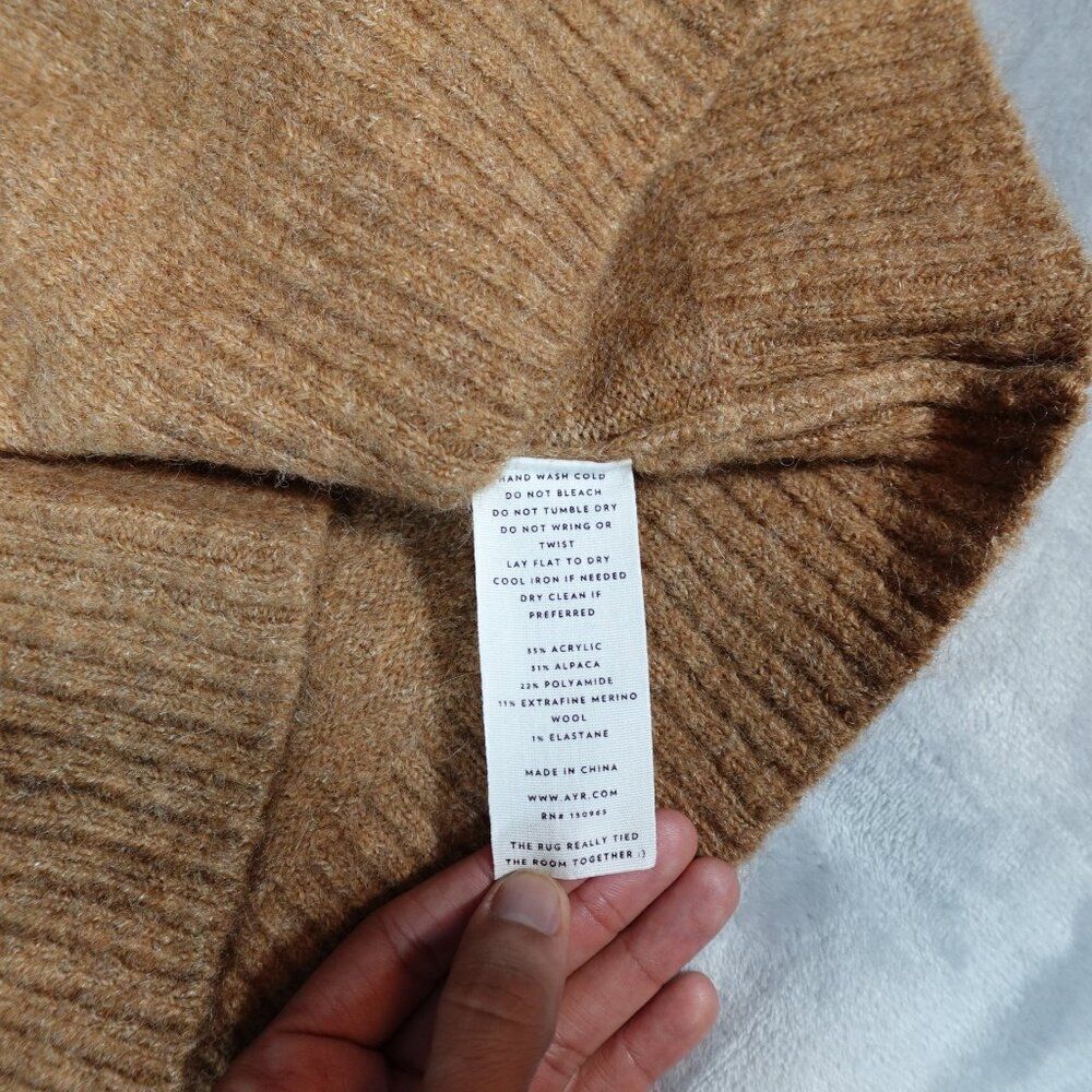 AYR Kickback Crewneck Sweater Womens S Oversized Fit Alpaca Wool Blend Striped - Picture 3 of 8